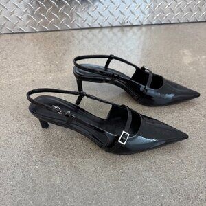 ZARA Buckled Strap Slingback Shoe - Black - Brand New / Never Worn